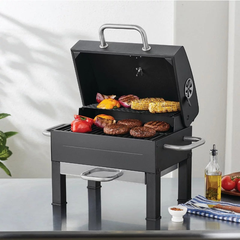 Expert Grill Premium Portable Charcoal Grill, Black and Stainless Steel camping oven  portable grill