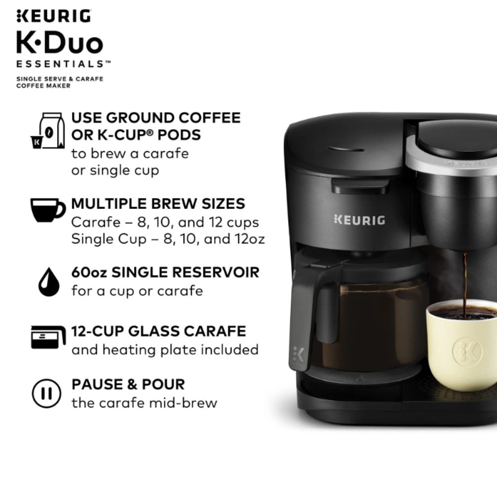 Keurig Coffee Makers Kitchen Appliances K-Duo Essentials Single Serve K-Cup Pod &amp; Carafe Coffee Maker Black