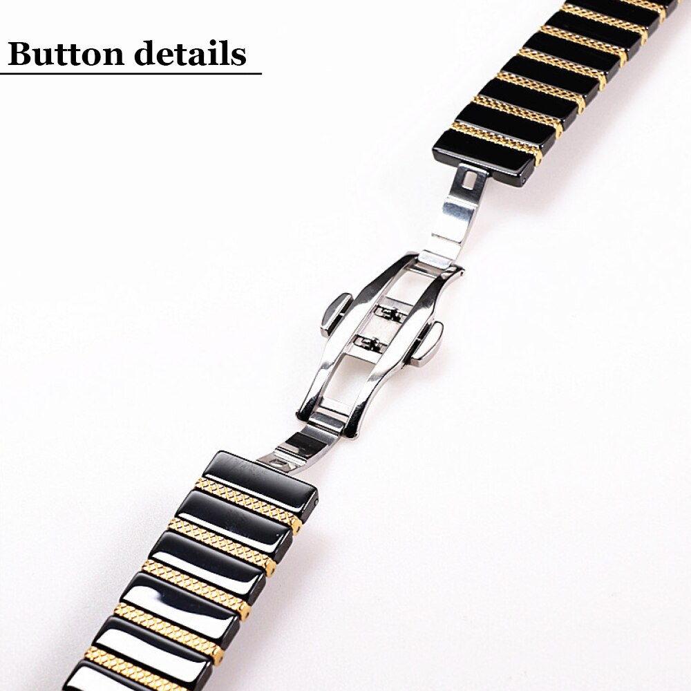 White Rose Gold Wristband for Watch Band 8 7 41mm 45mm Ultra 49mm High Quality Ceramic Strap for Iwatch Series 6 5 4 Se 40 44mm