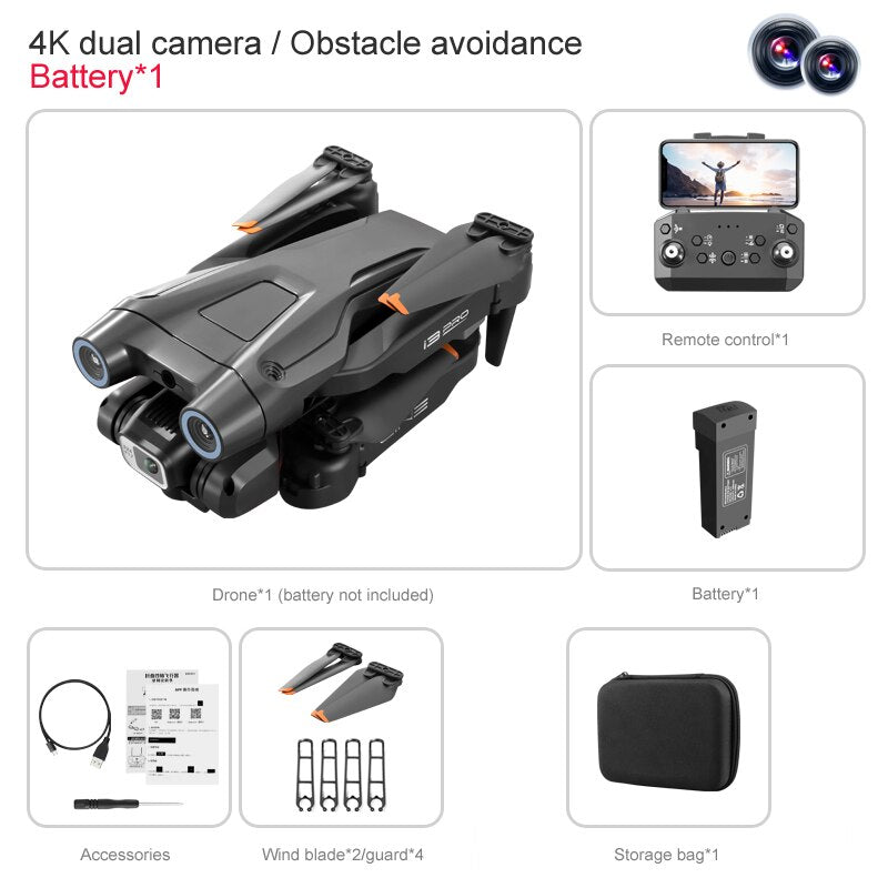 Drone with 4k Camera HD Profesional Three Way Obstacle Avoidance 50xZoom Optical Flow Adjustable Dual Camera Quadcopter VS Z908