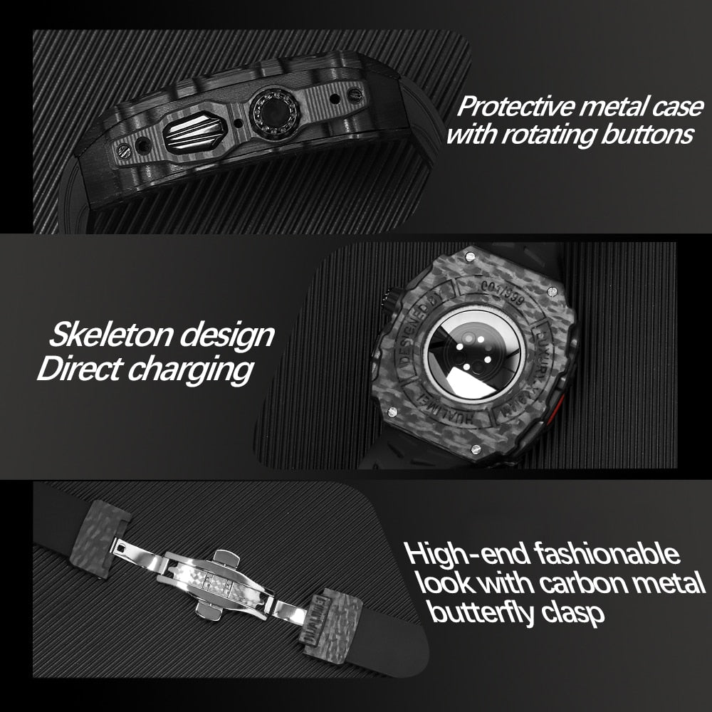 Ultra 49mm Carbon Fiber Modification Kit For Apple Watch Ultra Luxury Case For iWatch Series 49mm Sport Strap Rubber Band