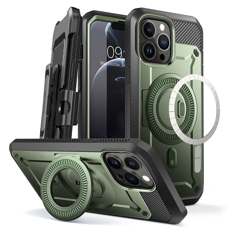 SUPCASE For iPhone 13 Pro Max Case 6.7“ 2021 UB Pro Mag Full-Body Rugged Belt-Clip Case with Built-in Screen Protector Kickstand