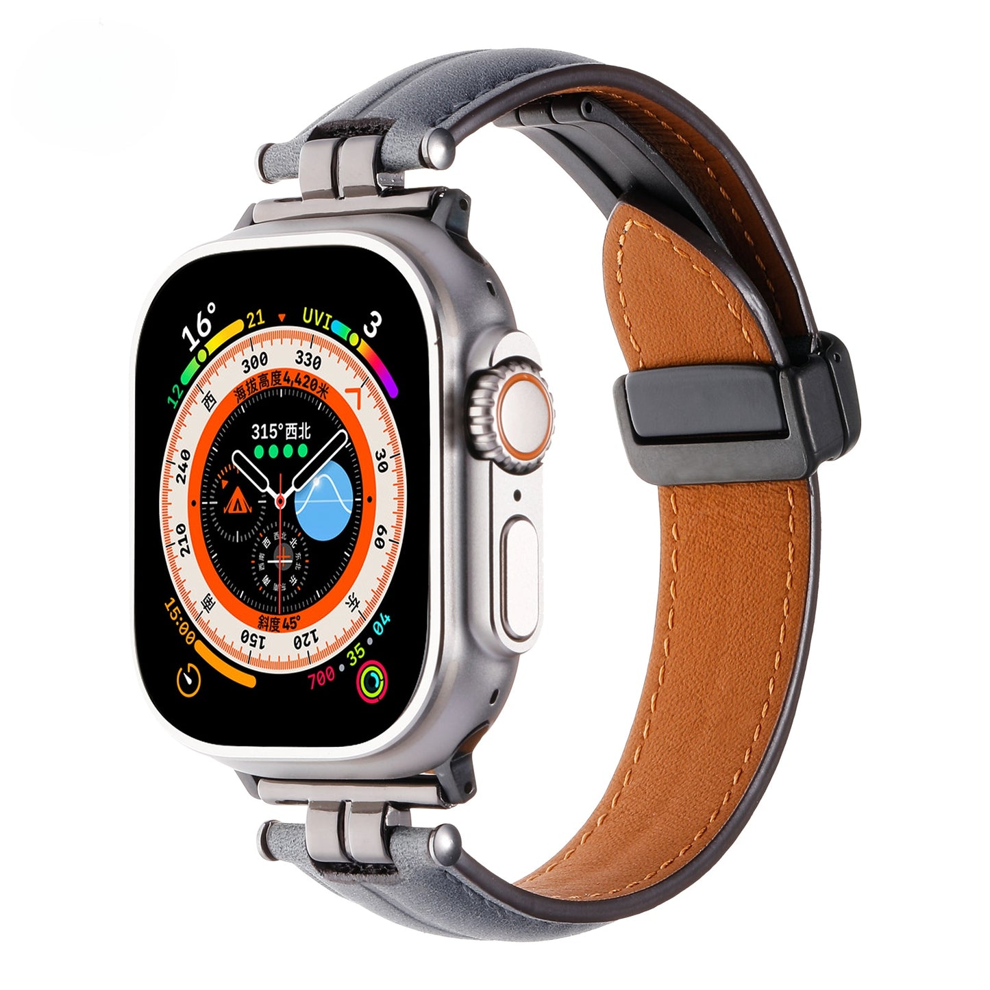 Magnetic Leather Bracelet for Apple Watch Ultra 49mm Band 42 44MM 38 40mm Luxury Metal Strap for iWatch 8 7 41mm 45mm 6 SE 5 4 3