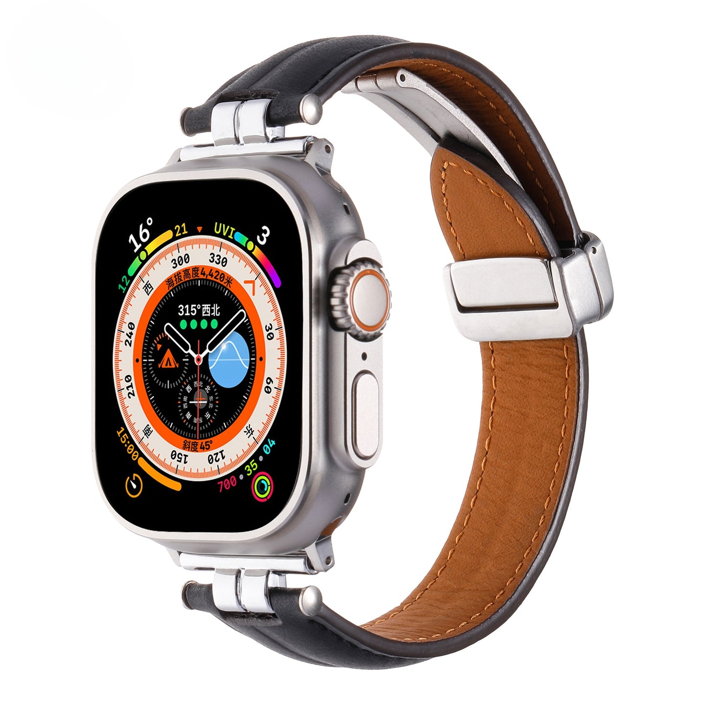 Magnetic Leather Bracelet for Apple Watch Ultra 49mm Band 42 44MM 38 40mm Luxury Metal Strap for iWatch 8 7 41mm 45mm 6 SE 5 4 3