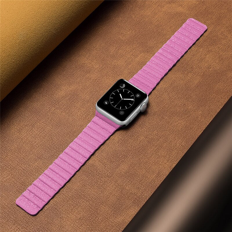 Leather band For apple watch Ultra 49mm for iWatch series 6 se 5 4 44 40mm 42mm loop for apple watch 8 7 41 45mm Magnetic strap