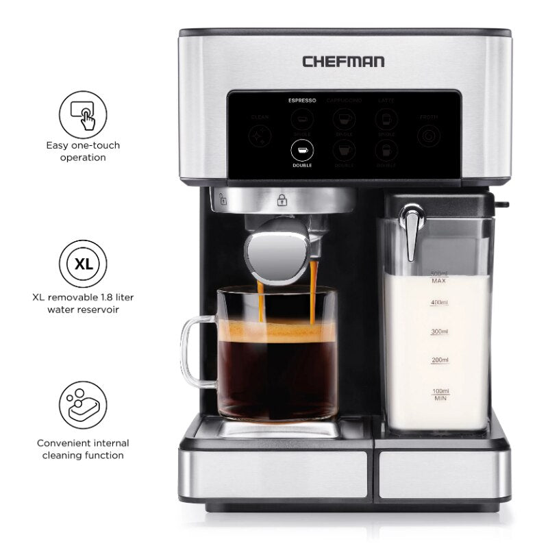 Chefman Barista Pro Espresso Machine, New, Stainless Steel, 1.8 Liters