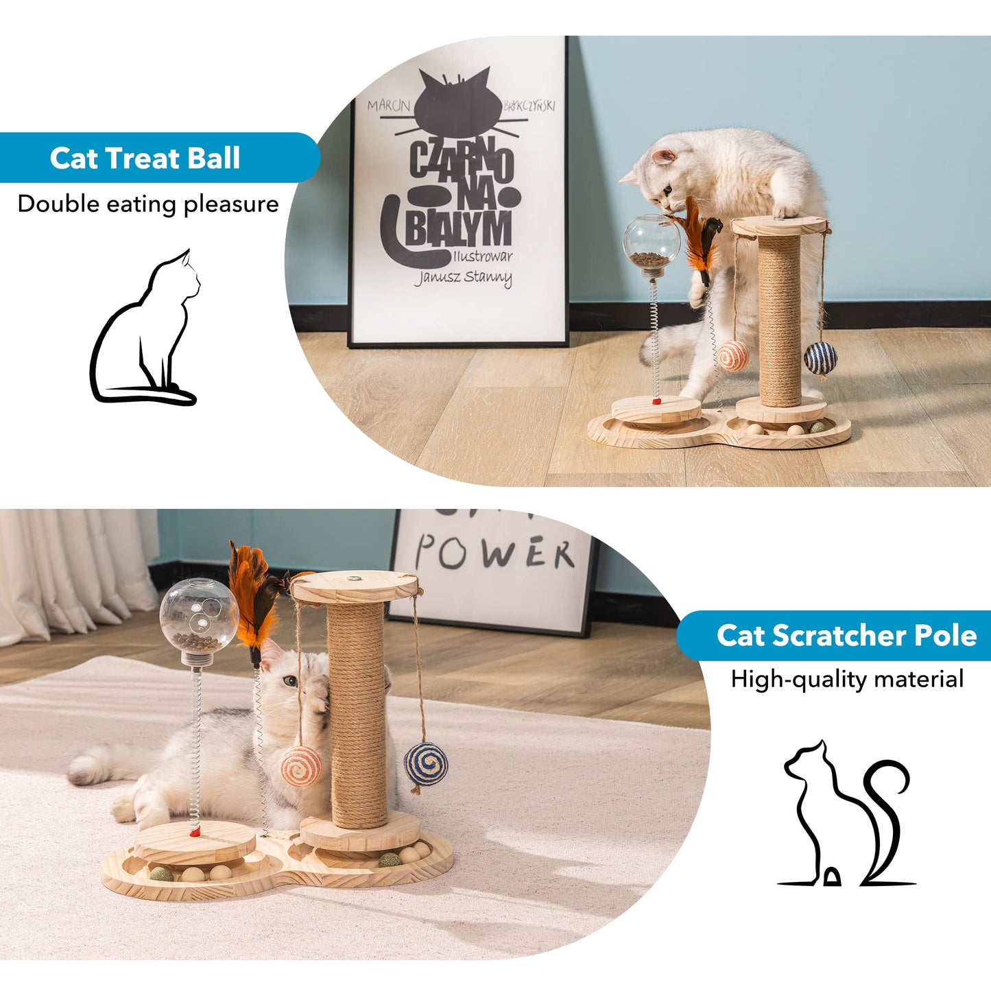 MEWOOFUN's Interactive Cat Toys Cat with Scratching Post Engage Your Indoor and Enrichment Toys Perfect for Kittens and Adult