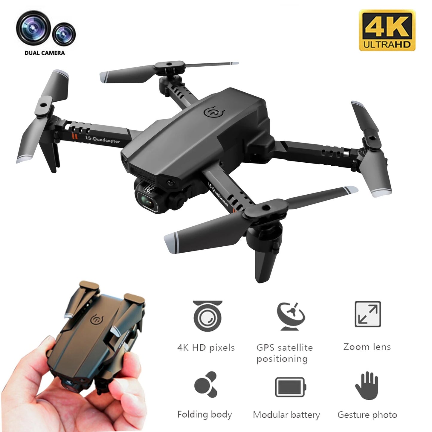 JINHENG XT6 Mini Drone 4K 1080P HD Camera WiFi Fpv Air Pressure Altitude Hold Foldable Quadcopter RC Dron Kid Toy Boys GIfts