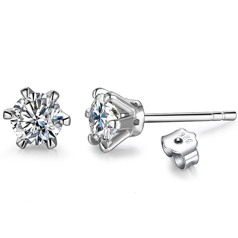 New Arrival 0.5 Carat Moissanite Gemstone Stud Earrings for Women Solid 925 Sterling Silver D Color Solitaire Fine Jewelry