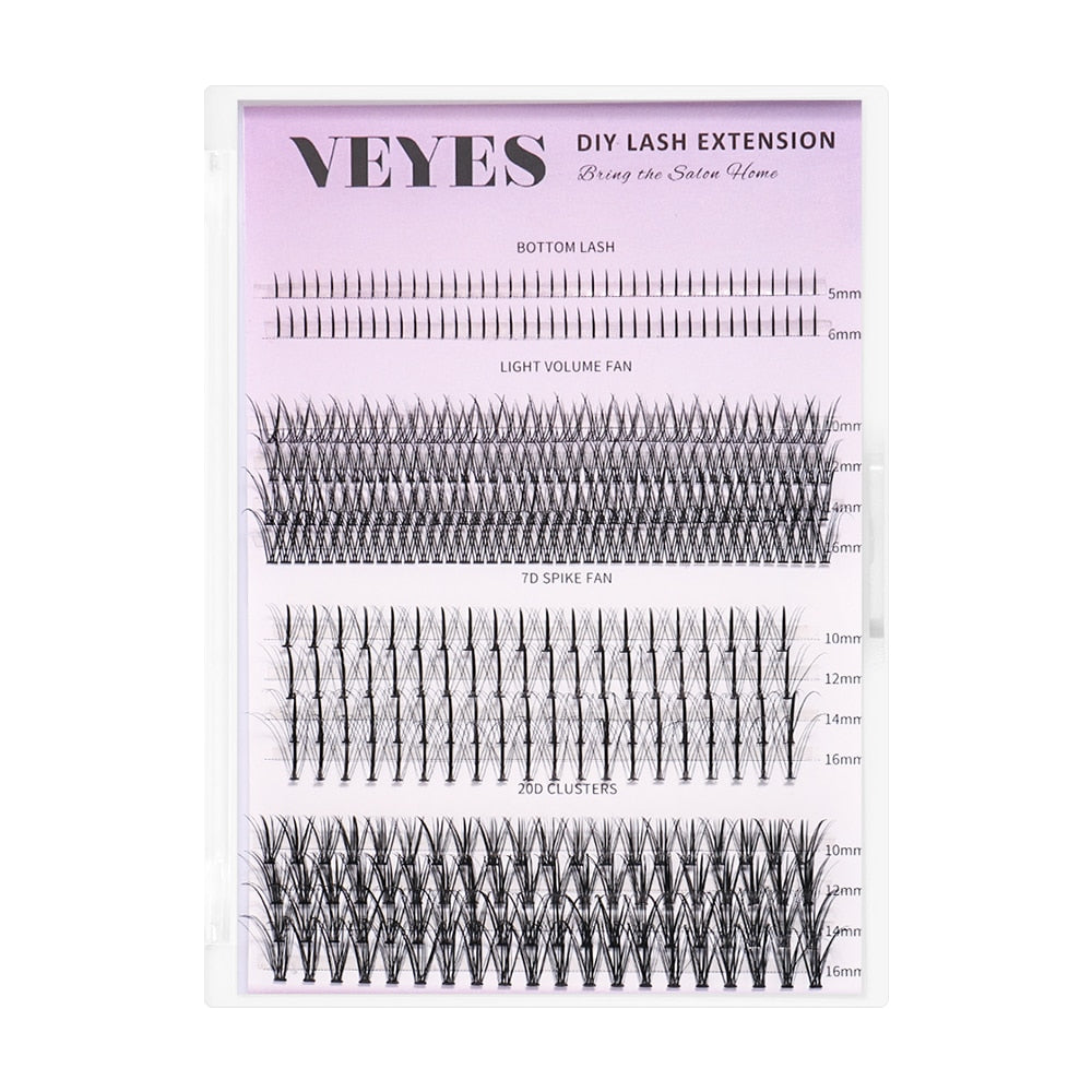 Veyes Inc DIY Eyelash Extension Veyelash Lower Lashes Spikes Eyelash 20D Fish Tail Cluster Eyelash Heat Bonded Cluster Lashes