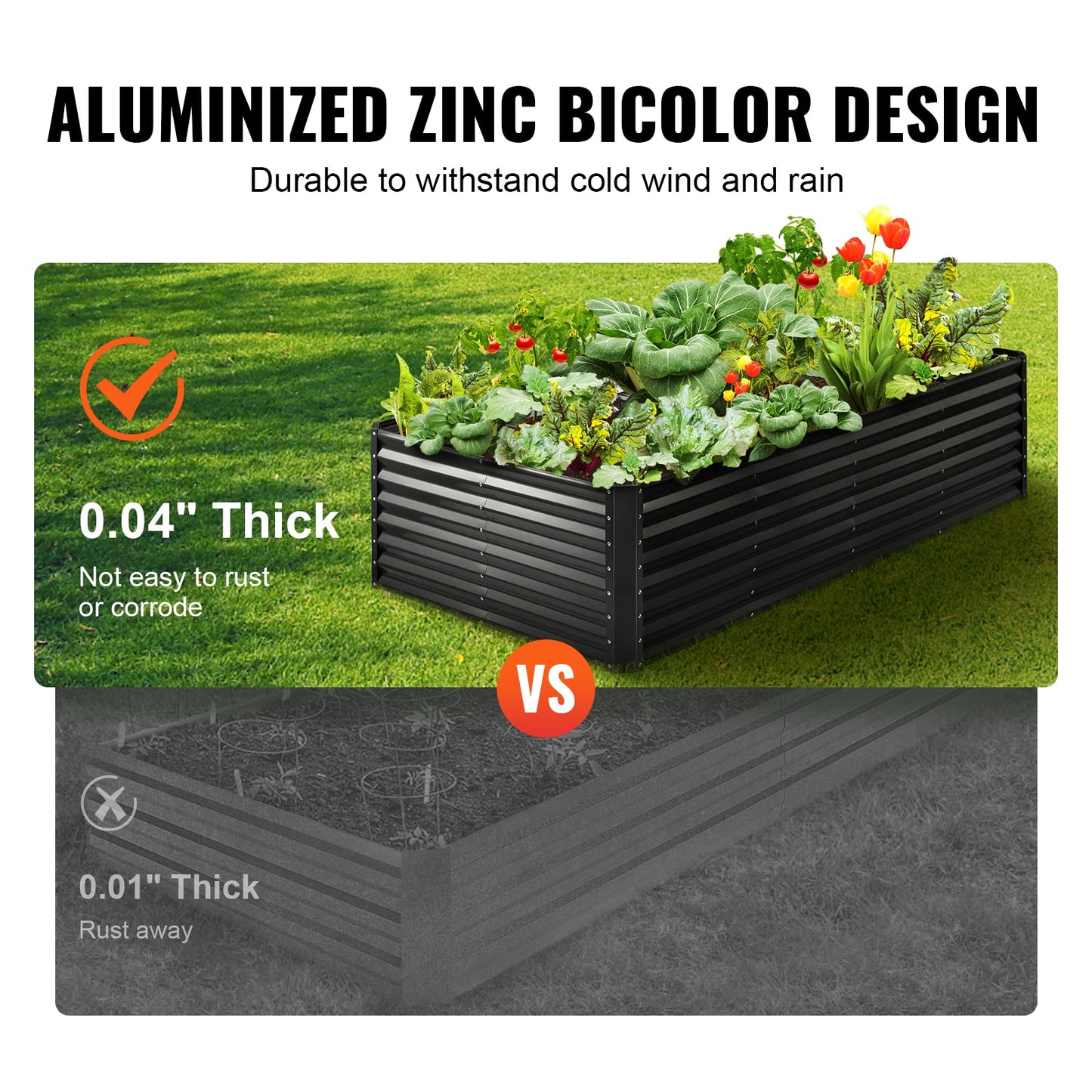 VEVOR Raised Garden Bed Kit Large Metal Raised Planter Box Garden Beds Outdoor for Vegetables Flowers and Herbs with Open Bottom