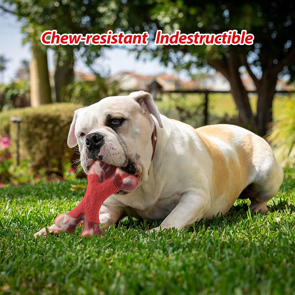 MASBRILL Pet Dog Chew Toy Durable Dog Double Bone Pet Gift Rubber Interactive Toys Dog Teething for Large Medium Small Puppies