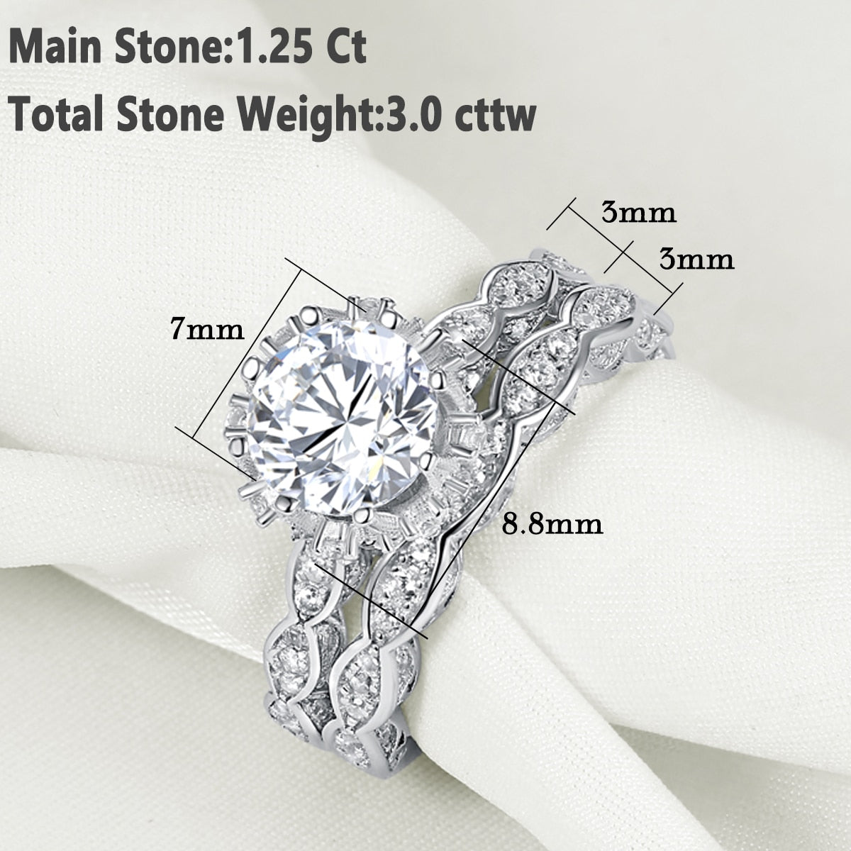 Newshe 2.6Ct Brilliant Round Cut AAAAA CZ Vintage Wedding Ring Set for Women Genuine 925 Sterling Silver Fine Jewelry