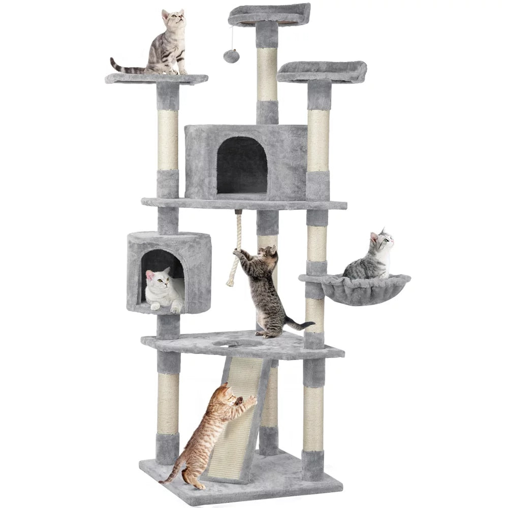 79&quot; Multilevel Cat Tree Tower with Scratching Posts, Cat Supplies, Cat Climbing Frame,  So That Cats Can Play Happily At Home