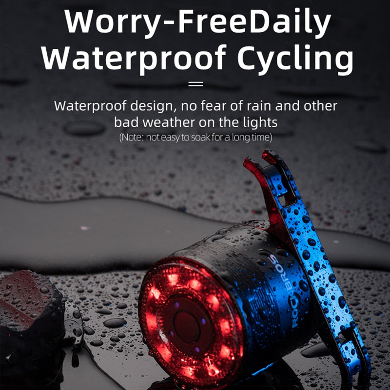 ROCKBROS Bicycle Rear Light 5 Light Modes Colorful Lamp Bike Tail Light Aluminum MTB Road Saddle Seatpost Cycling Taillight