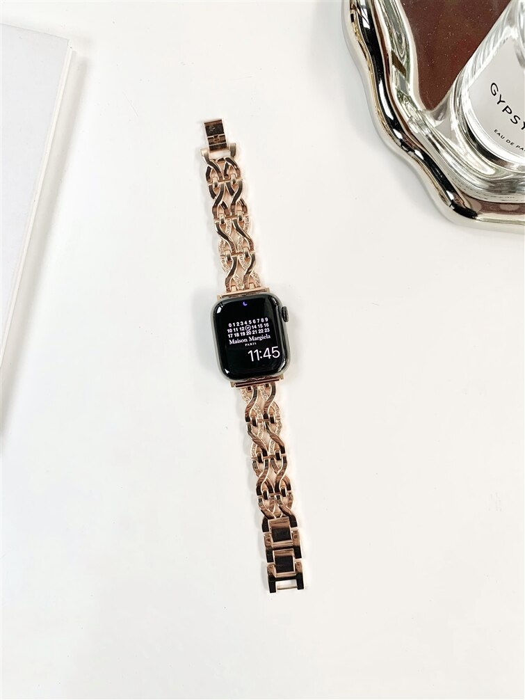 Diamond Bracelet For Apple Watch Series 8 7 6 5 4 se 3 Ultra 49mm Braided Strap For iWatch 41mm 45mm  38mm 40 42 44mm Women Band