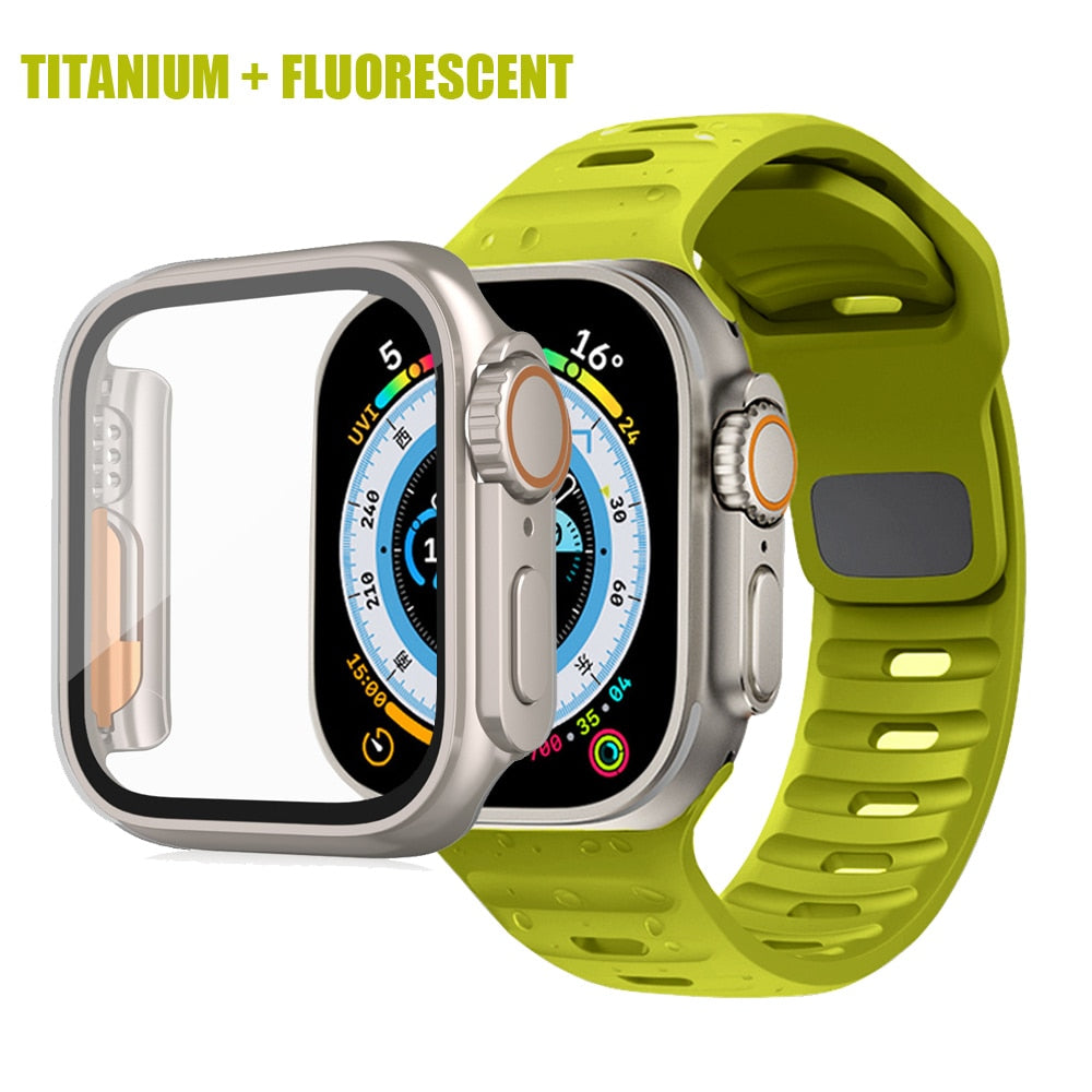 Change To Ultra 49mm Case&Band For  Apple Watch 8 7 45 41mm Silicone Sport Strap Iwatch 6 5 4 3Se 44 40 42 38mm Protection Cover