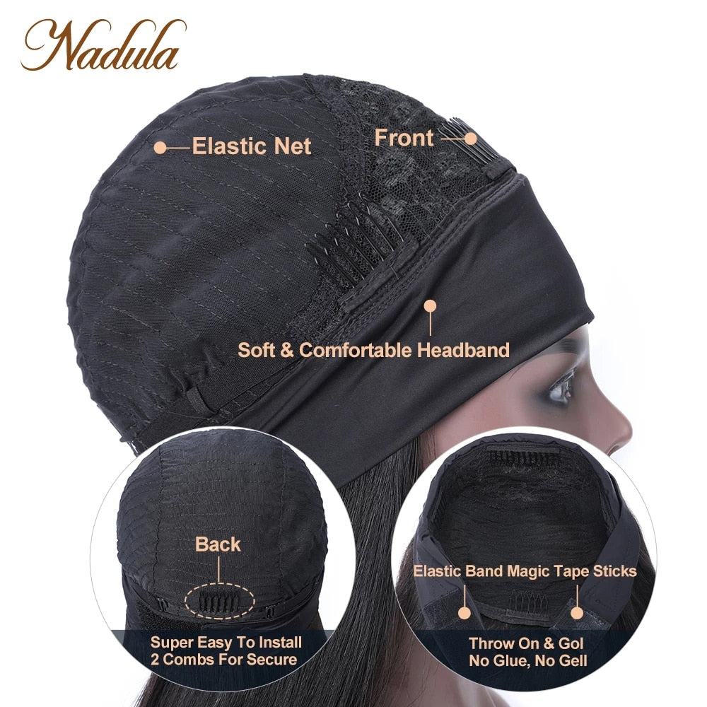 Nadula Straight Human Hair Headband Wig 10&quot;-26&quot; Headband Wig Human Hair for Black Women Brazilian Hair Wig No Glue Real Hairline