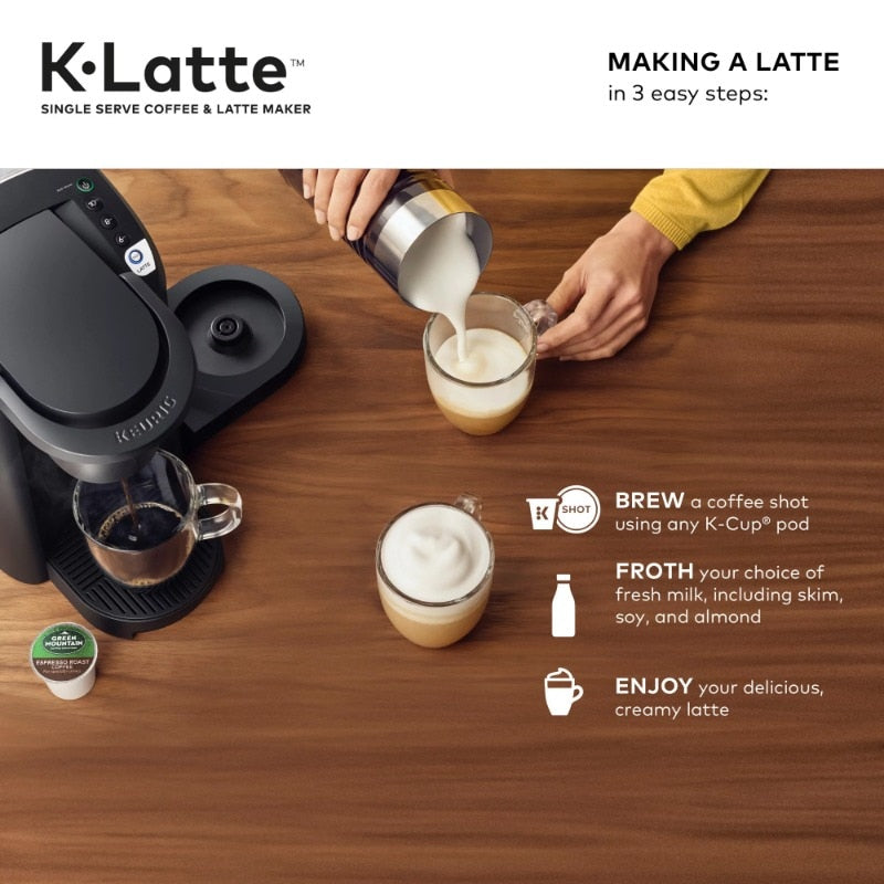 Keurig K-Latte Single Serve K-Cup Coffee and Latte Maker, Black