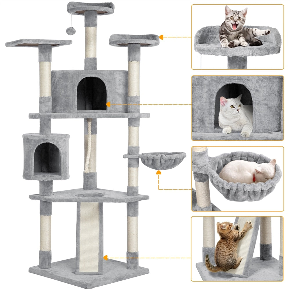 79&quot; Multilevel Cat Tree Tower with Scratching Posts, Cat Supplies, Cat Climbing Frame,  So That Cats Can Play Happily At Home