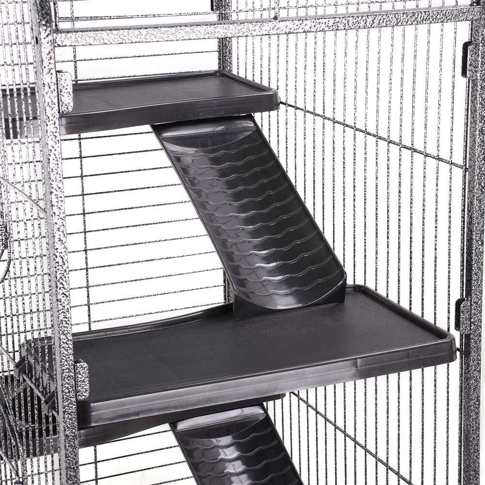 6 Level Rolling Large Pet Cage with Water Bottle for Small Animals, Black Cat Cages