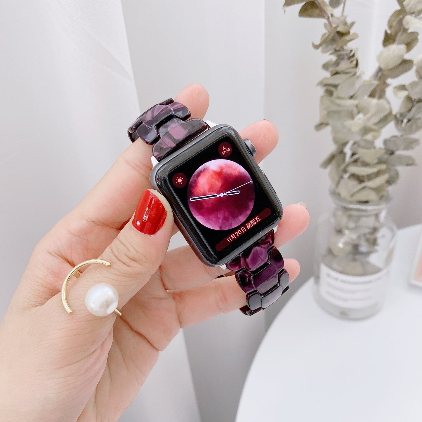 Luxury Resin Watch Strap for Apple Watch Ultra 49mm 8 7 41mm 45mm 6 se 5 4 Band 42 38mm Transparent for Iwatch 7/6/5/4/3 44 40mm