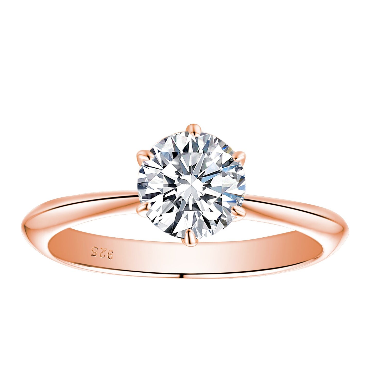 Newshe Yellow ＆ Rose Gold Solid 925 Sterling Silver Wedding Engagement Moissanite Rings For Women Solitaire 1.0ct D SSV1