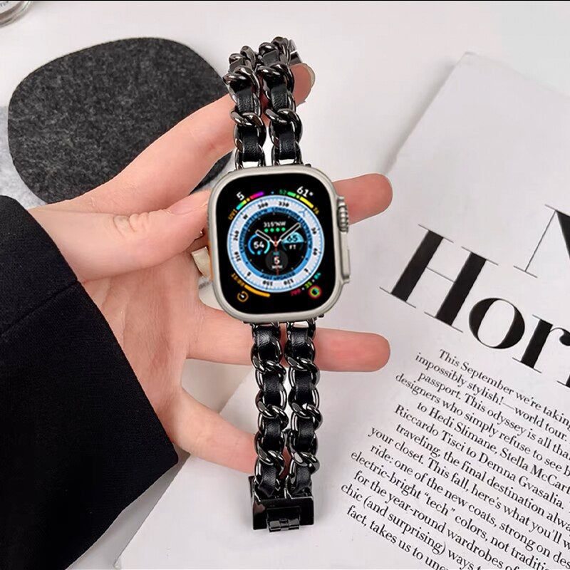 Luxury Women Wristband for Apple Watch Band 8 Ultra 49mm Strap for iwatch 7 8 41mm 45mm SE 6 5 4 3 38/42mm 44 40mm Bracelet Lady