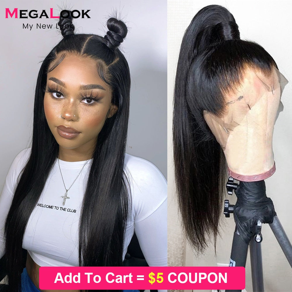 Transparent 13x4 Lace Front Human Hair Wigs Bone Straight 360 Full Lace Frontal Wigs Human Hair For Women Pre Plucked 28 30 Inch