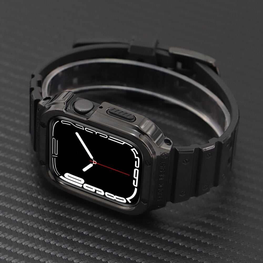 Stainless Steel Modification Kit for Apple Watch 8 Ultra 7 6 SE 5 4 Rubber Band for Iwatch Series 40 41 44 45 49mm Luxury Case