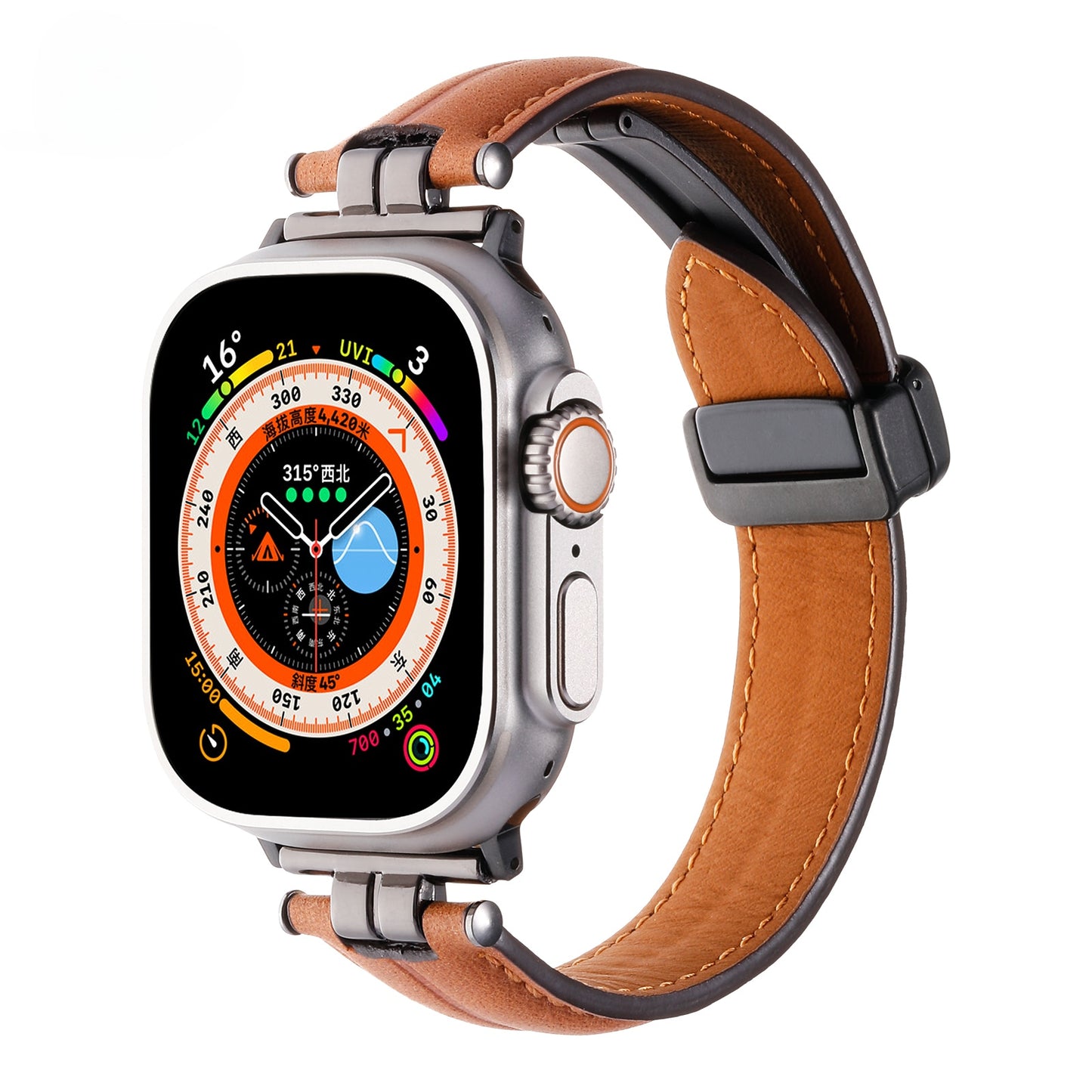 Magnetic Leather Bracelet for Apple Watch Ultra 49mm Band 42 44MM 38 40mm Luxury Metal Strap for iWatch 8 7 41mm 45mm 6 SE 5 4 3