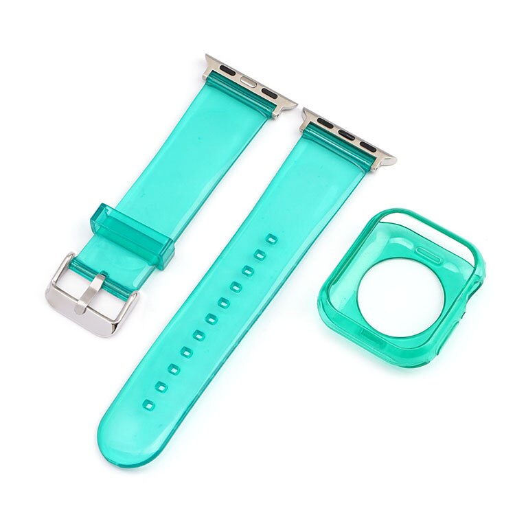 Silicone case strap for Apple Watch 7 38 40mm 44 42MM transparent clear gelly sports watchband for iwatch 6 SE 5 4 3 2 7 41 45MM