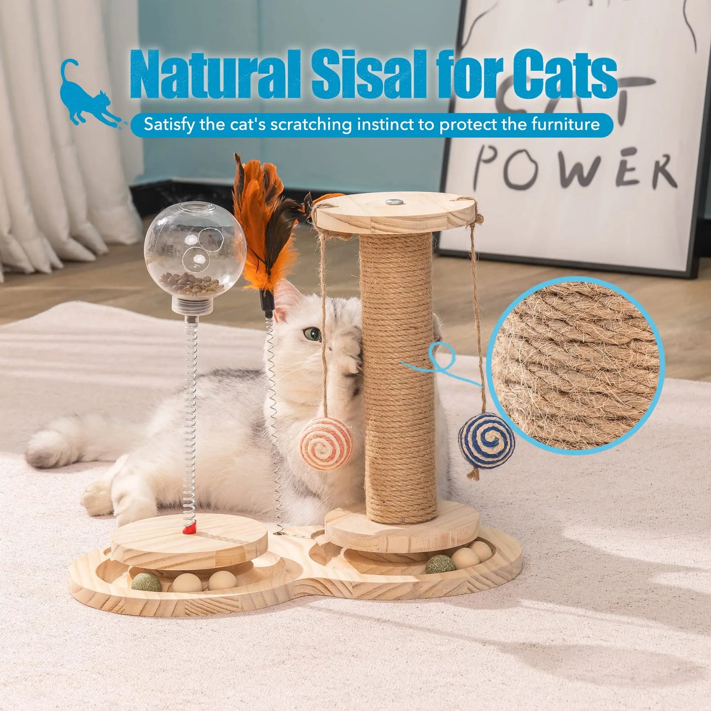 MEWOOFUN's Interactive Cat Toys Cat with Scratching Post Engage Your Indoor and Enrichment Toys Perfect for Kittens and Adult