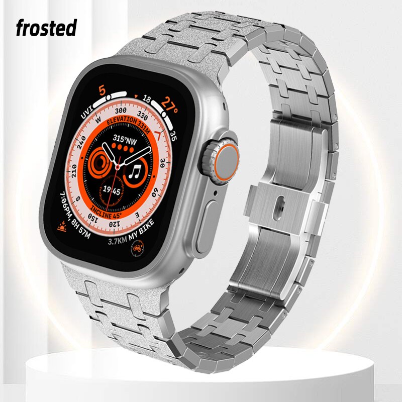 Luxury Frosted Strap For Apple Watch Ultra 8 7 6 SE 5 Stainless Steel Bracelet For Iwatch Series 49mm 45mm 44mm 42mm Metal Band