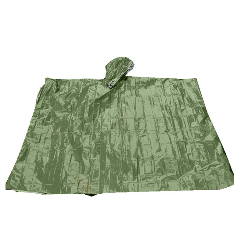 Emergency Thermal Blanket Raincoat Portable Outdoor Survival Rain Poncho Camping Travel Foldable Safety First Aid Kit for Hiking