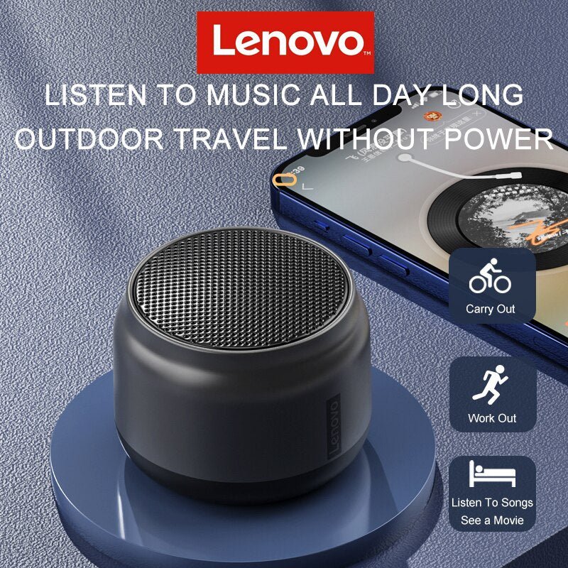 Lenovo K3 Mini Bluetooth Speaker Metal Heavy Bass Outdoor 5.0 Portable Wireless Audio Music Player Speakers 1200mAh Long Standby