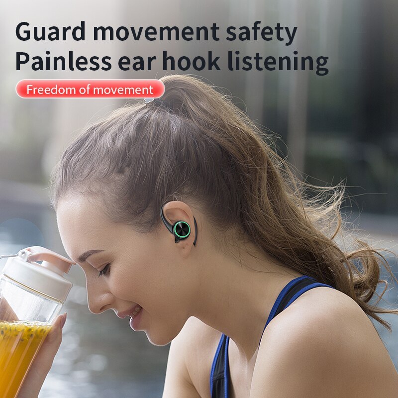 Wireless Bluetooth Earphone Ear Loop Noise Reduction Sports Running Music Listening Earphone Led Battery Display