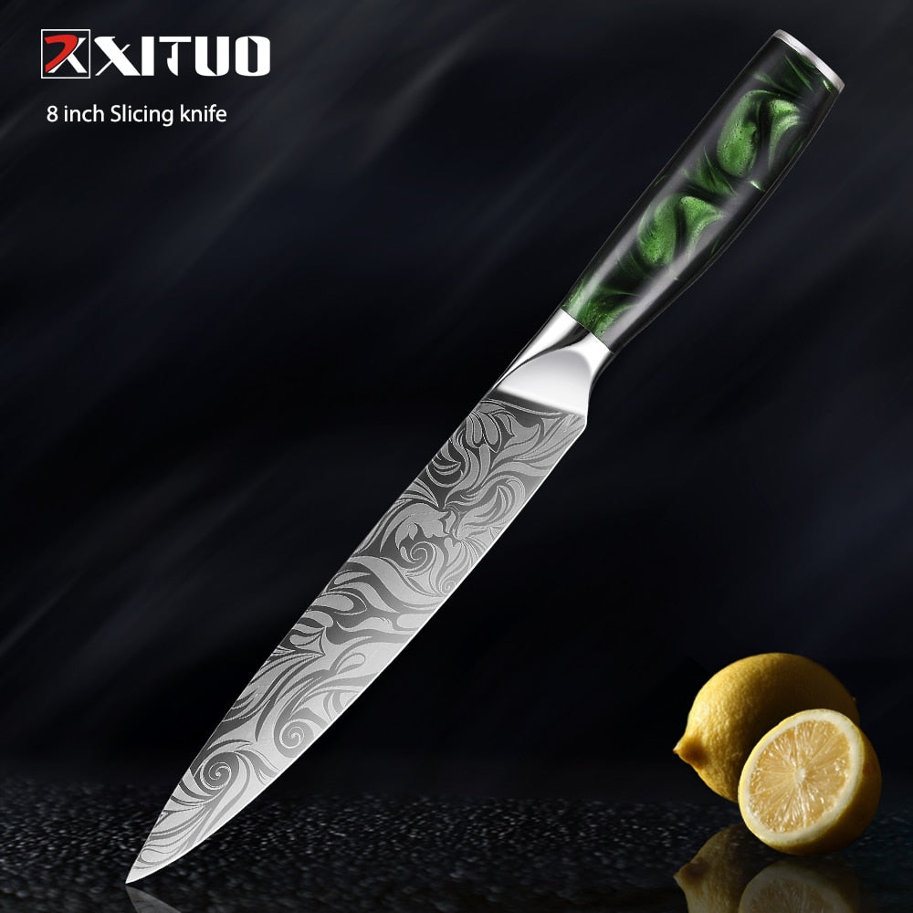 XITUO 1-8pc Kitchen knife Set Stainless Steel Pro Chef Knives Ultra Sharp Santoku Nakiri Bread Cleaver Boning Knife Cooking Tool