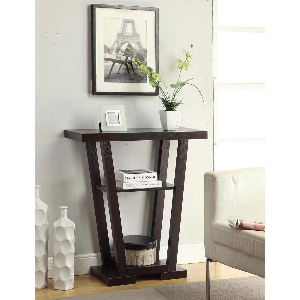 V Console, Espresso console table  hallway console table  console table for living room