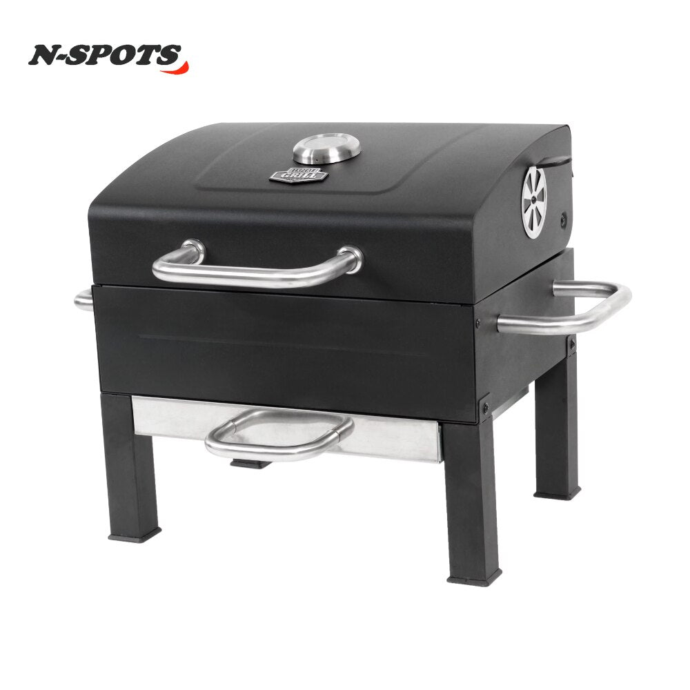 Expert Grill Premium Portable Charcoal Grill, Black and Stainless Steel,Easy Cleanup.