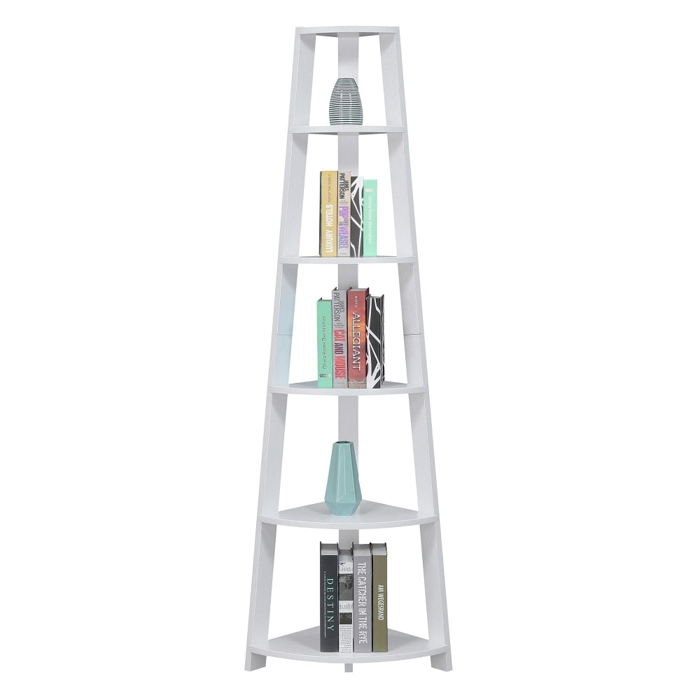 5 Tier Corner Bookcase, Black Storage Holders Racks