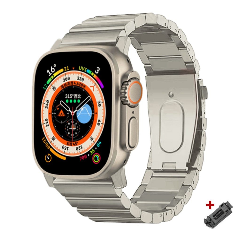 Titanium Alloy Luxury Band for Apple Watch 8 7 41 45mm Ultra 49mm Strap Link Bracelet for iWatch Series 6 5 4 3 SE 38 40 42 44MM