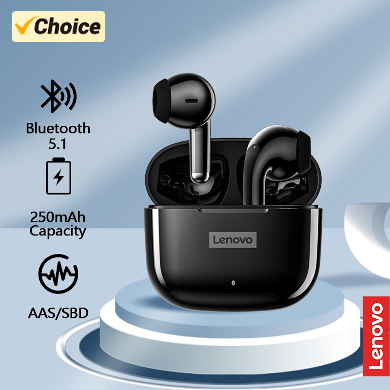 Lenovo LP40 Pro Earphones Bluetooth 5.0 Wireless Sports Headphone Waterproof Earbuds with Mic Touch Control TWS Headset