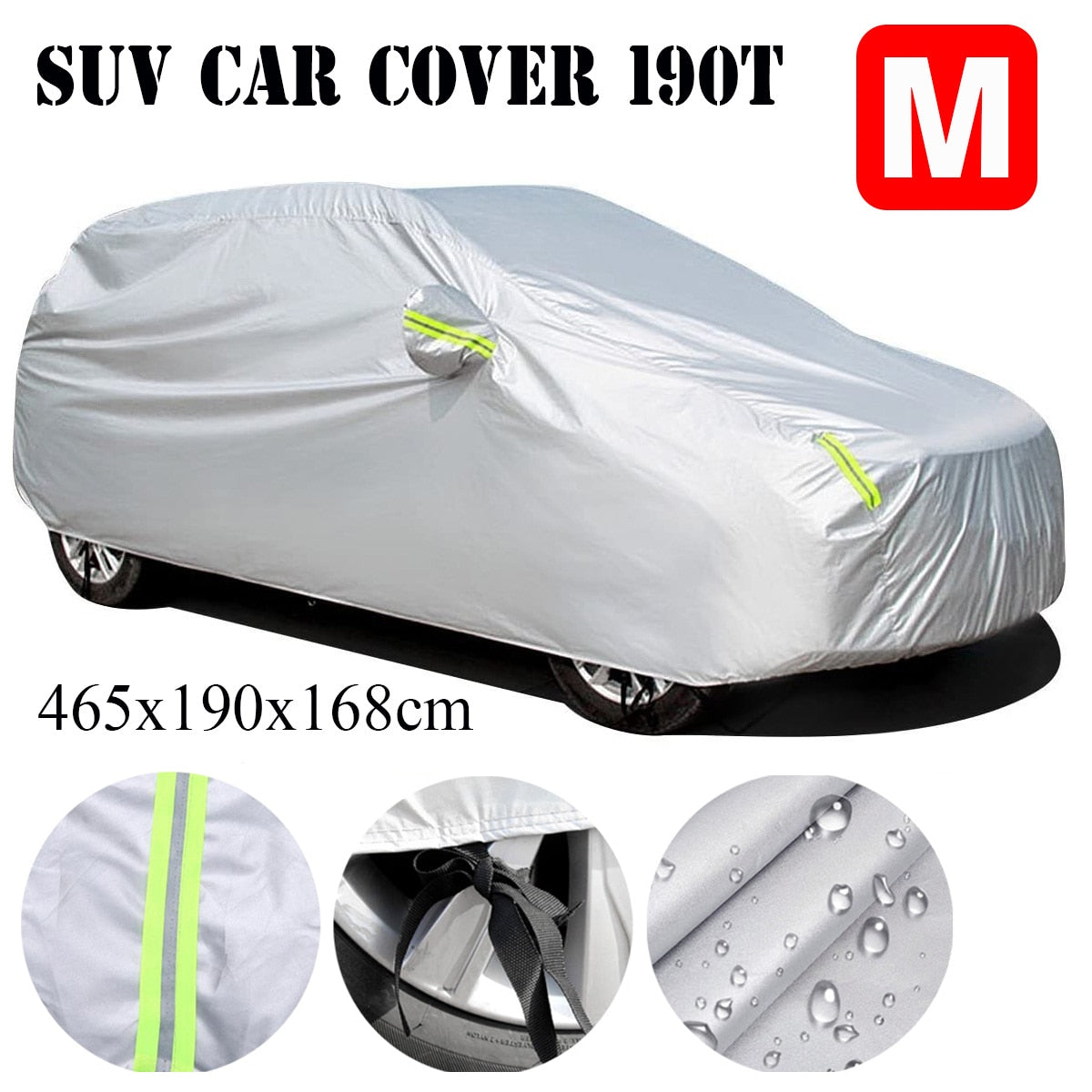 Universal SUV Full Car Covers Indoor Outdoor Windproof Anti Dust Sun Rain Snow Protection UV Car Silver Case Cover M/L/XL/XXL