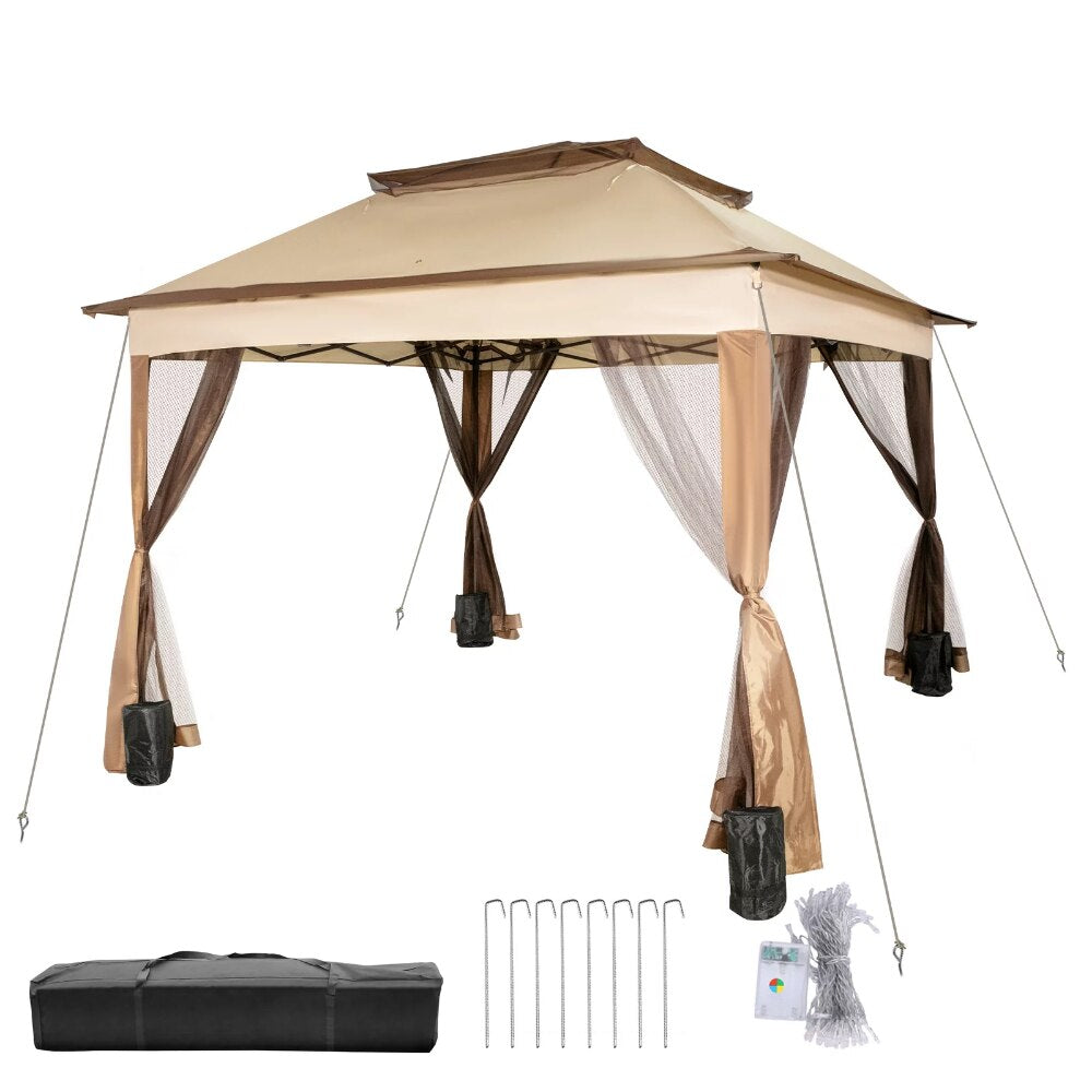 VEVORbrand 10x10ft Outdoor Canopy Gazebo with Four Sandbags - Gazebo with Netting, Waterproof and UV Protection