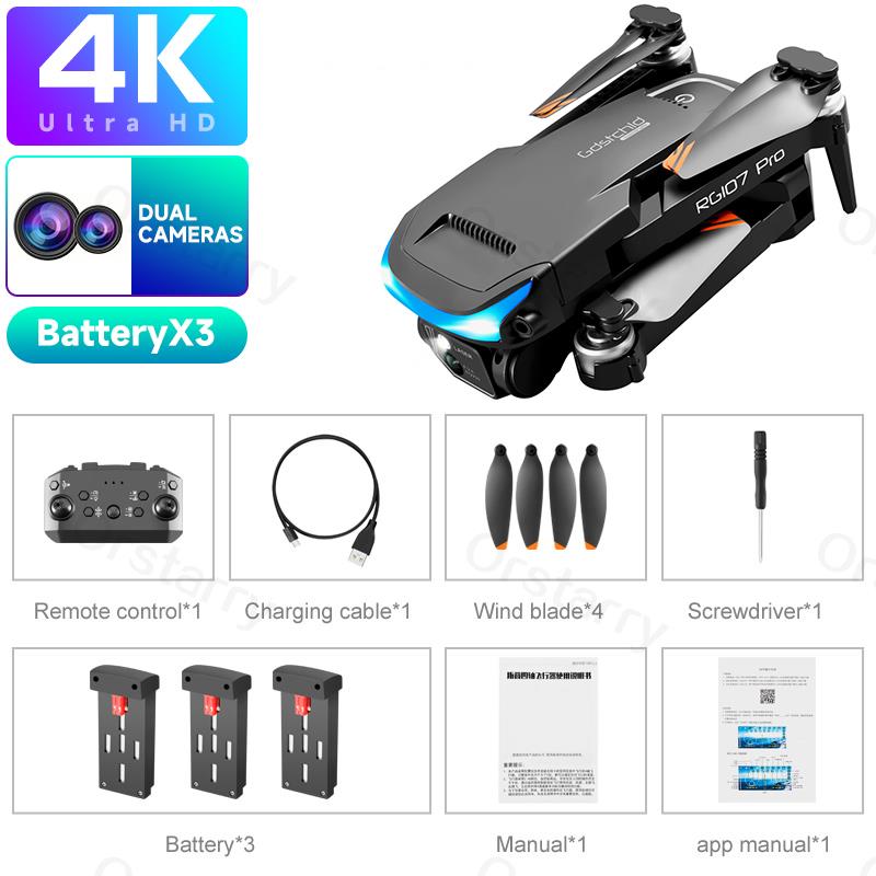 NEW RG107 Pro Drone 4K Three-sided Obstacle avoidance Professional Dual HD Camera FPV Aerial Photography Foldable Quadcopter