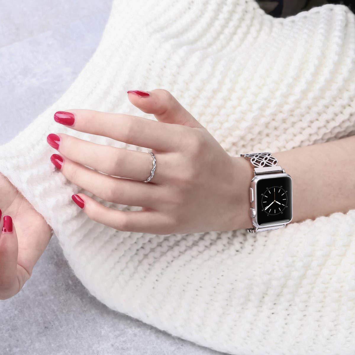 Stainless Steel Bracelet For Apple Watch 7 41 45mm 40 44mm Girls Strap For iWatch Series 6 5 4 3 38 42mm Luxury Metal Wristband