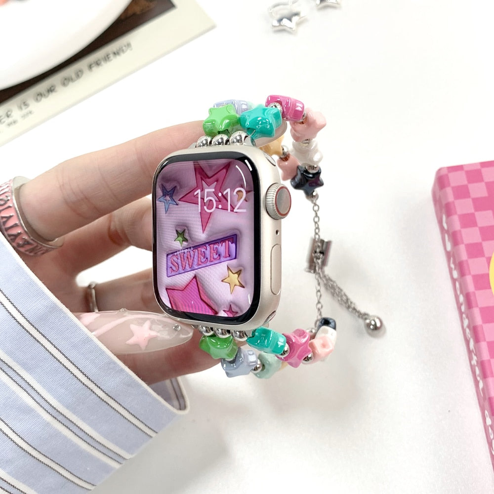 Colorful Woman Strap for Apple Watch Series 8 7 41mm 38mm 40mm Ultra 49mm 6 5 4 se 3 Star Bracelet for iwatch 42 44mm 45mm Band