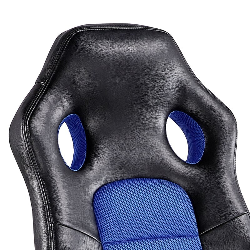 Adjustable Swivel Artificial Leather Gaming Chair, Blue  Computer Chair