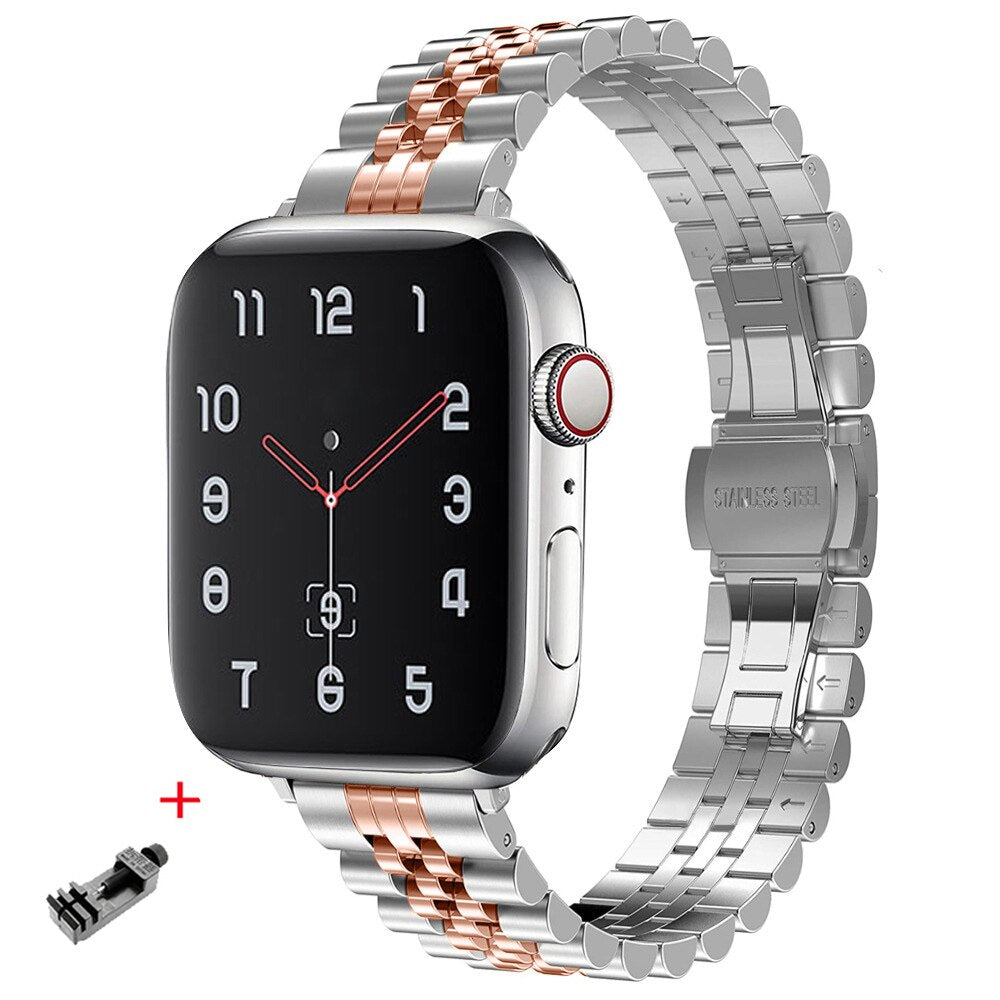 Women Stainless Steel Band For Apple Watch Series 8 7 6 5 se 4 3 2 38 40mm 42 41mm Slim Bracelet For iWatch Ultra 49mm 44mm 45mm